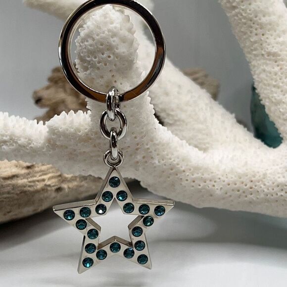 Blue Crystal Cut Out Star Purse Charm/Key Chain COACH - Picture 4 of 11